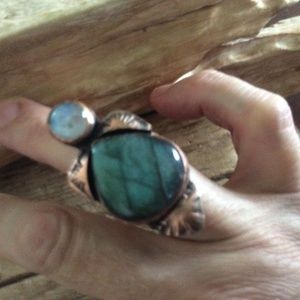 Copper, Labradorite and Moonstone Ring